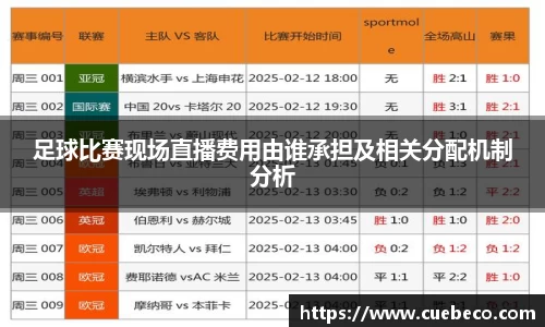 足球比赛现场直播费用由谁承担及相关分配机制分析